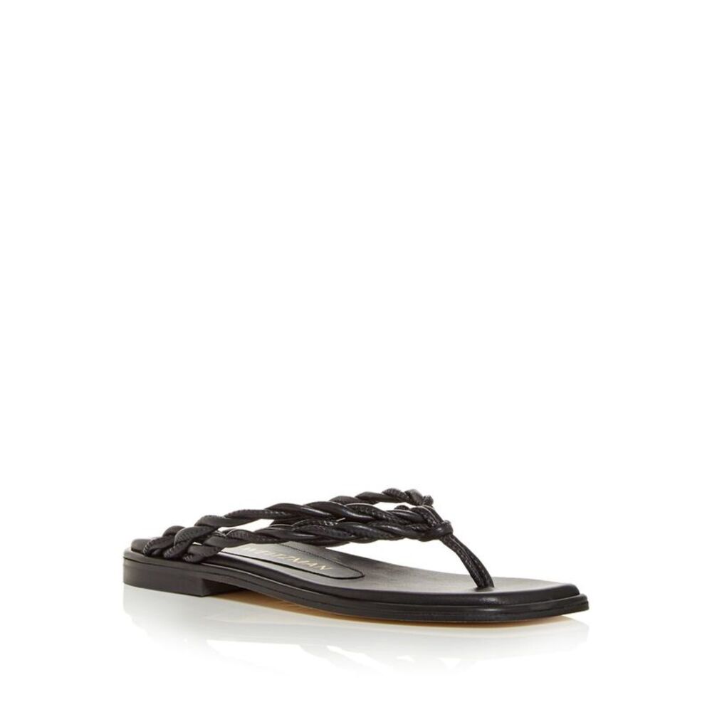 STUART WEITZMAN Womens Black 1/2 Heel Calypso Slip On Leather Thong Sandals 7 M